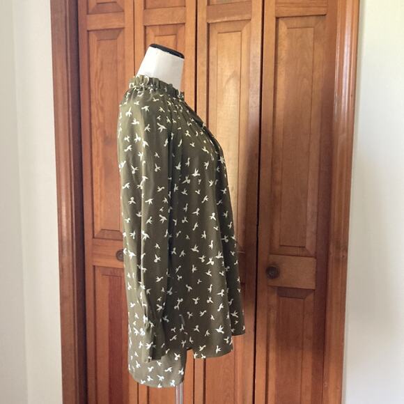 Kaari Blue Green Bird Print Pullover Top, Size M - Picture 2 of 8